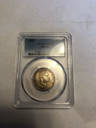 Rare 1883 Hawaii 25 Cent Coin Quarter Graded By Pcgs Au50