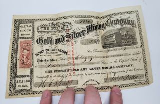 2 Sequential The Peoples Gold And Silver Mining Certificate 1865 California Rare 4