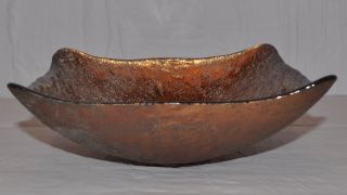 Vintage Rare Murano Golden / Brown Square Bowl / Dish 3