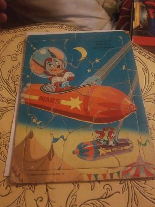 Rare Vintage Preschool Inlaid Puzzle Walter Lantz Space Mouse 7489