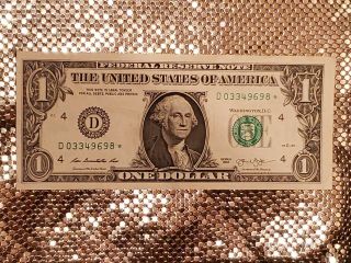 2013 D Series $1 One Dollar Bill Very Rare Low 250k Run Star Note Frn