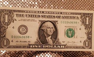 2013 D Series $1 One Dollar Bill Very Rare Low 250k Run Star Note FRN 2