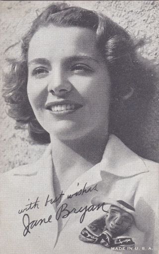 Jane Bryan - Hollywood Movie Star/actress 1940s Arcade/exhibiit Card / Rare