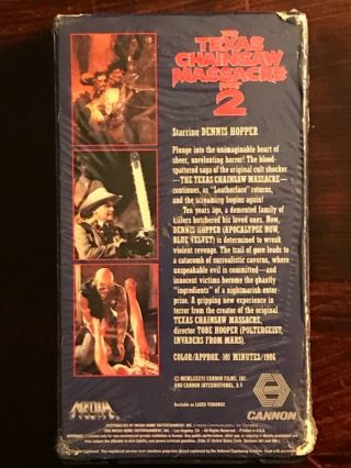 The Texas Chainsaw Massacre 2 VHS Rare Horror Gore Media - Cannon Box / MGM Tape 2