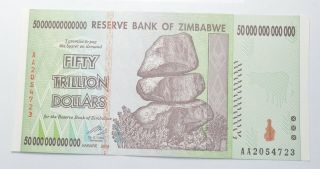Rare 2008 50 Trillion Dollar - Zimbabwe - Uncirculated Note - 100 Series 688