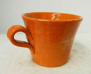 Rare,  Large Jugtown Nc Pottery Confederate Cup,  Orange Glaze,  Ben Owen,  30 