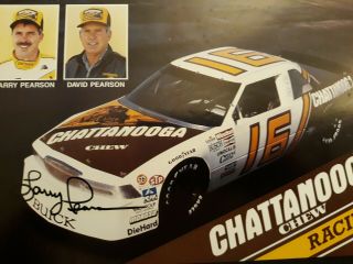 Rare Nascar Promo Flyer Postcard Signed By Larry Pearson Exclusive From Race
