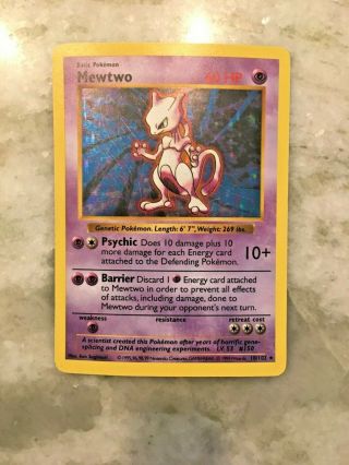 Mewtwo Shadowless Holo Rare Base Set 10/102 Pokemon Card