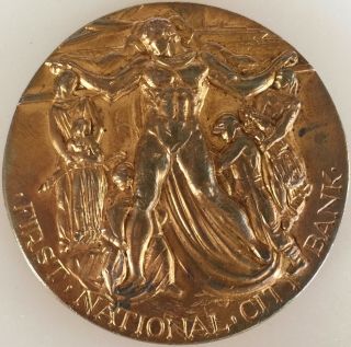 First National City Bank York 150 Years Of Service Medal Rare 75mm