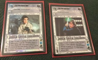 Star Wars Ccg Reflections 2 Foil Luke With Lightsaber Leia With Blaster Rifle Nm
