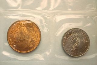 1970 MEXICO - COMPLETE UNC COIN SET (4) - 5,  20,  50 CENTAVOS & PESO - RARE 3