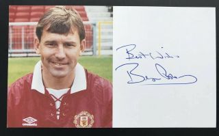 Bryan Robson Manchester United Hand Signed Official Club Card Rare Autograph
