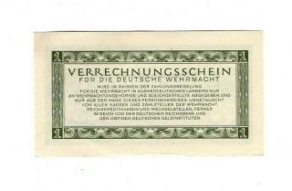 XX - Rare 1 Reichsmark nazi Wehrmacht army war note 1944 unc swastika 2