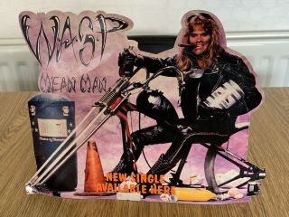 Rare Wasp W.  A.  S.  P Mean Man Single Point Of Advertising Display Stand Metal