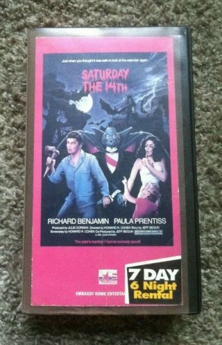 Saturday The 14th Rare Oop Vhs 80s Horror Comedy World Embassy Home Video