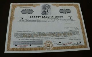 Rare Vintage 1968 Specimen Abbott Laboratories Bond Certificate