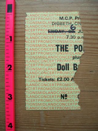 The Police 1979 Ticket Stub Remnant Birmingham U.  K.  6.  6.  1979 Doll By Doll Rare