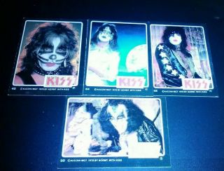 4 Rare Kiss Cards 1979 Black Border Usa Donruss/aucoin Vg