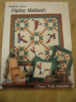 Rare Vintage Dale Burdett Flying Mallards Quilt & Pillows Pattern 1985