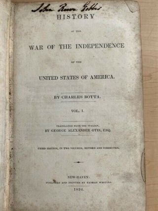 Rare 1834 History War Of Independence United States Of America Vol.  1 - Botta