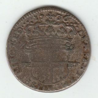 1736 Italian States Sardinia 5 Soldi Carlo Emanuele Iii Silver Billon Rare