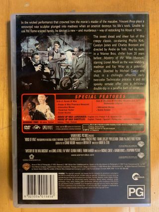 HOUSE OF WAX & MYSTERY OF THE WAX MUSEUM rare DVD horror movie Vincent Price 2