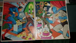 2 Whitman Batman & Supermantray Puzzles National Periodical 1966 The Joker Rare