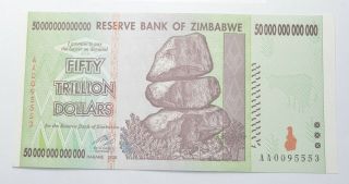 Rare 2008 50 Trillion Dollar - Zimbabwe - Uncirculated Note - 100 Series 713