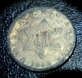 Rare 1852 Silver 3c 3 Cent Piece Trime Coin Pre Civil War Luster