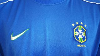 jersey shirt nike BRASIL BRAZIL wc france 1998 away L rare N0 RONALDO ERA 3