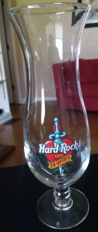Hard Rock Cafe 25 Years Hurricane Glass Vintage 1996 Very Good Rare Hft Freeship