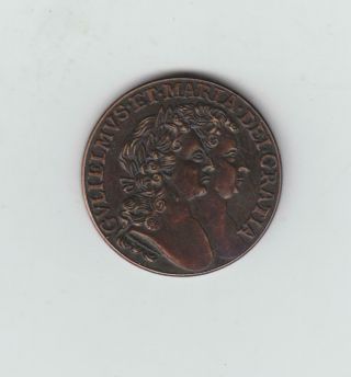 Forgery Excessively Rare 1693 William & Mary Irish Pattern Penny,  26mm