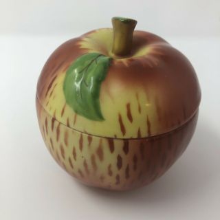 Vtg Pv Czechoslovakia Porcelain Apple Cover Box Jam Jar Art Deco Sugar Bowl Rare