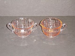 Rare Indiana Glass Artura 608 Pattern Pink Creamer And Sugar Bowl