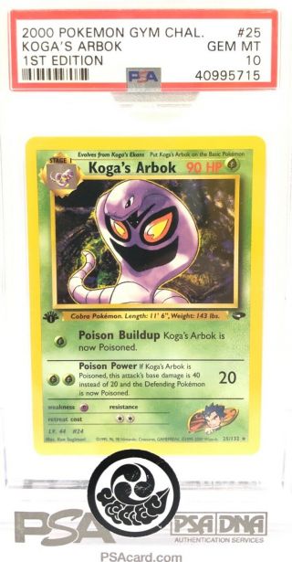 2000 Tcg Pokémon Gym Challenge 25 1st Edition Koga’s Arbok Psa 10 Gem Mt