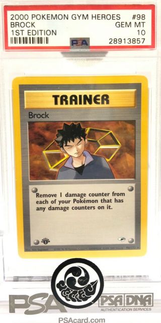 2000 Tcg Pokémon Gym Heroes 98 1st Edition Brock Psa 10 Gem Mt