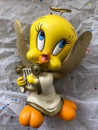 Warner Bros Looney Tunes Tweety Bird Angel Harp 1997 Wb Rare Cloth Gold Wings