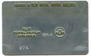 Vintage Klm Royal Dutch Airlines Ticket Validation Metal Plate Rare
