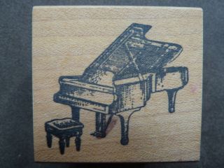 Rubber Stamp By The Stamp Pad Co Baby Grand Piano And Stool Music Rare Htf