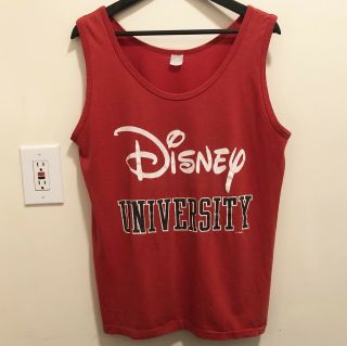 Vintage Disney University Rare Tank Top Red L Vtg Mickey Mouse 80s Pre - Owned