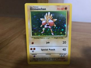 Pokemon Card Hitmonchan Base Set Rare Holo 7/102 In
