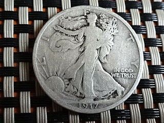 Us Half Dollar 1917 Philadelphia Silver Walking Liberty Rare Coin