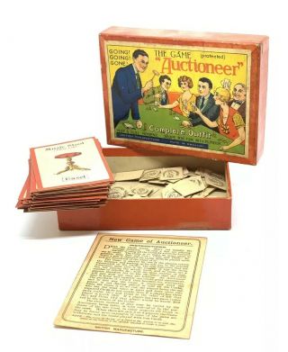 Rare - Art Deco 1916 Board Game “the Game Auctioneer” British Manufacture