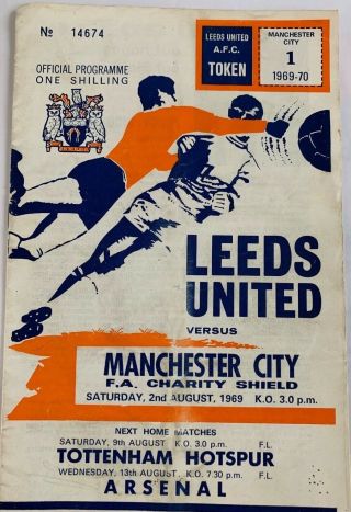 Leeds United V Manchester City 1969 Charity Shield Programme Very Rare