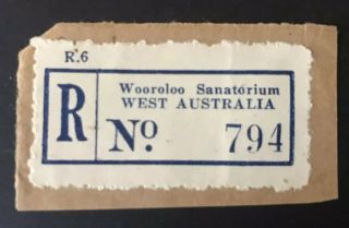 Western Australia Registered/registration Label Wooroloo Sanitorium - Rare