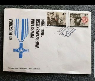 Fdc 40th Anniversary Warsaw Uprising Ww2 First Day Cover Poland Stamps Rare