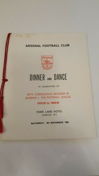 Arsenal 1968 - 1969 Rare Brochure Celebrating 50 Years In The Football League