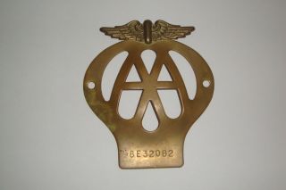 Rare Vintage Brass Aa Automobile Association Motor Car Club Badge