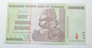 Rare 2008 50 Trillion Dollar - Zimbabwe - Uncirculated Note - 100 Series 727