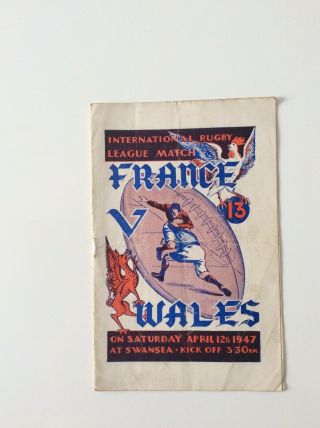 Wales V France 12.  04.  1947 Rare International Played At Swansea - Wales